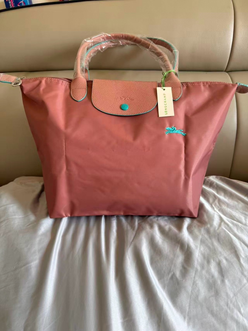 Pink Longchamp Original Large Shoulder Nylon Bag Tote